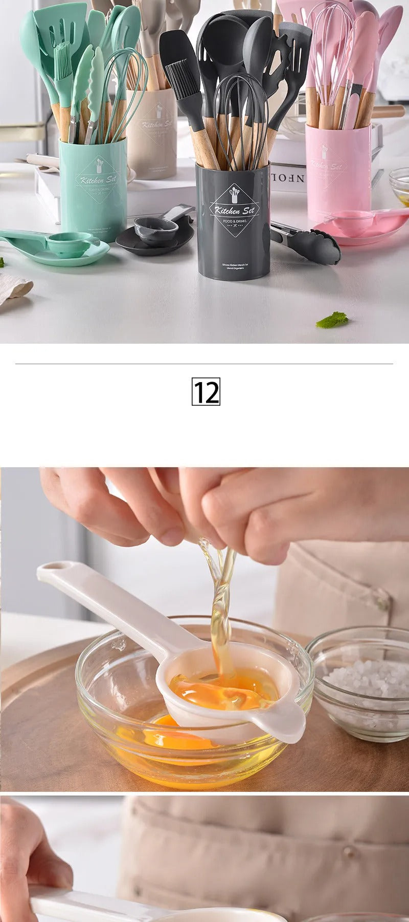 14Pcs Heat Resistant Silicone Kitchenware Cooking Utensils