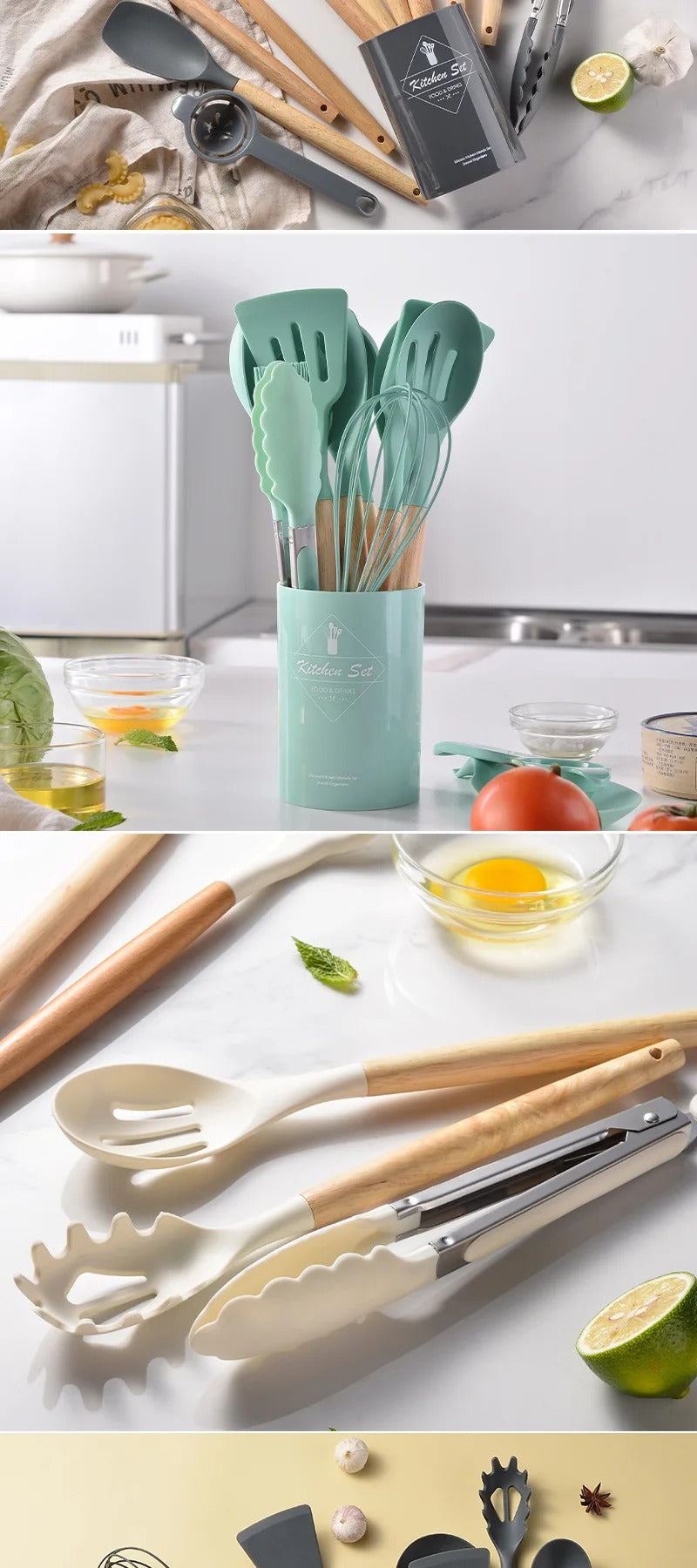 14Pcs Heat Resistant Silicone Kitchenware Cooking Utensils