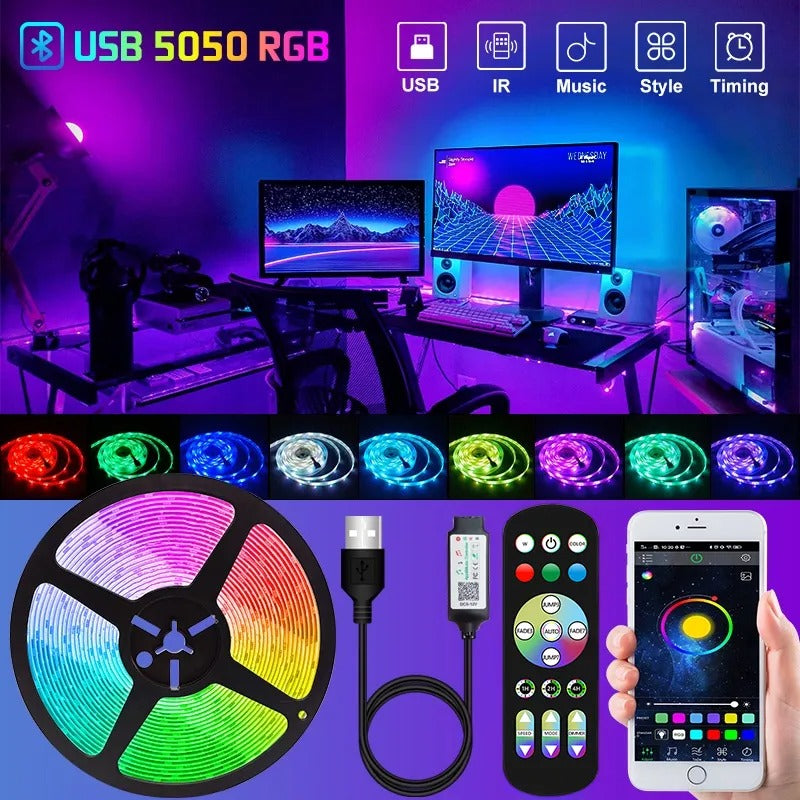 1-30M Flexible Led Strip Lights with Bluetooth APP Control USB