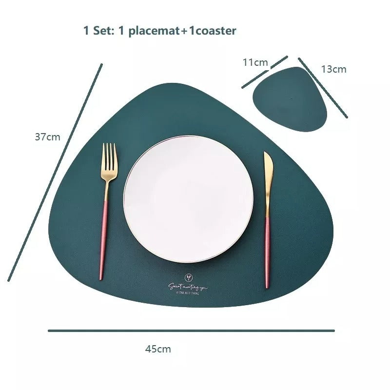 Leather Set Place Mats + Coaster Cup Mat
