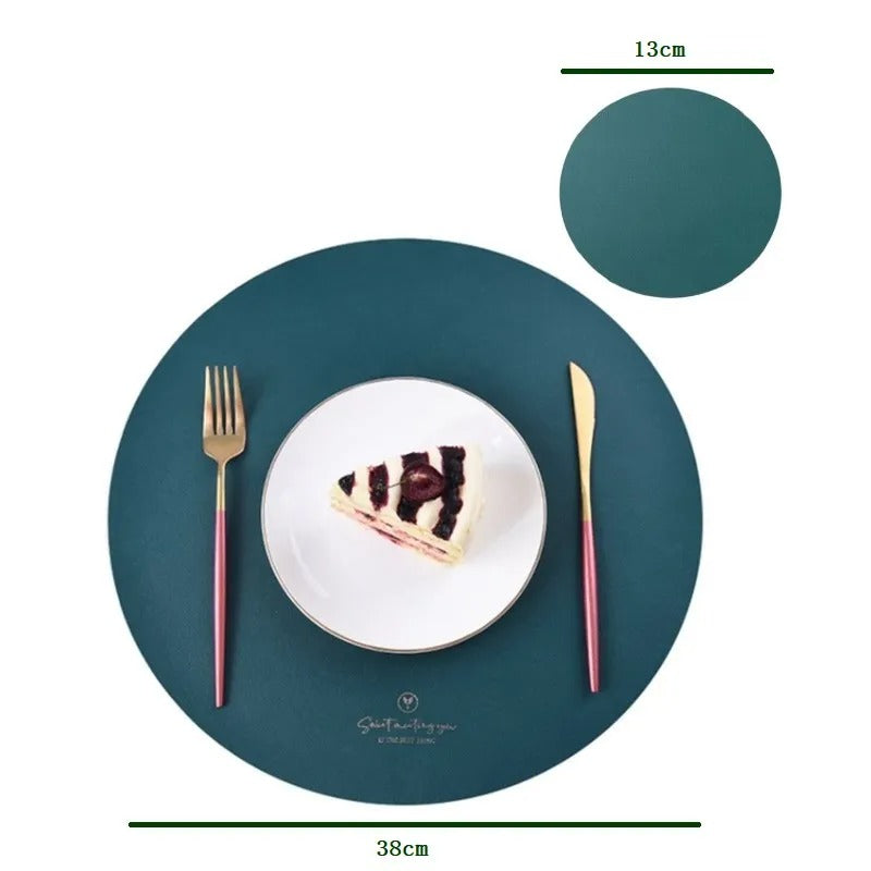 Leather Set Place Mats + Coaster Cup Mat