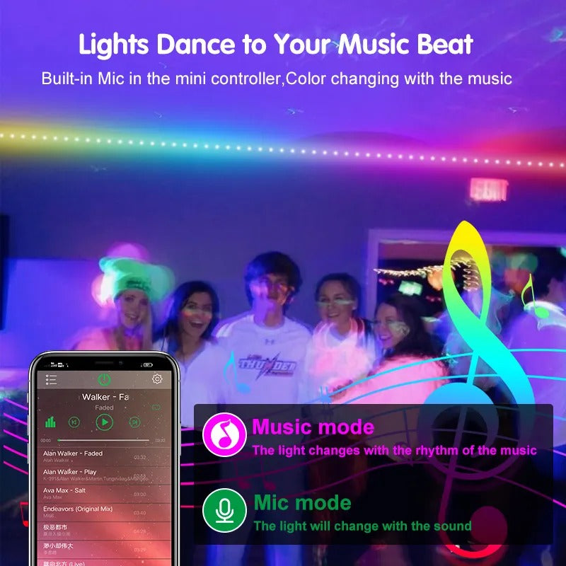 1-30M Flexible Led Strip Lights with Bluetooth APP Control USB