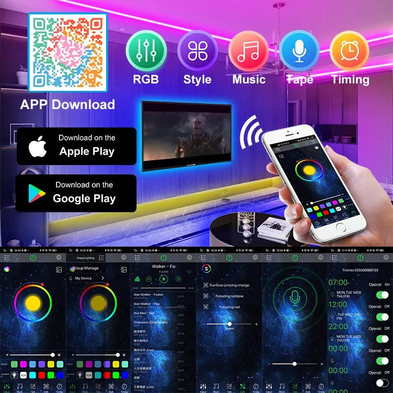 1-30M Flexible Led Strip Lights with Bluetooth APP Control USB
