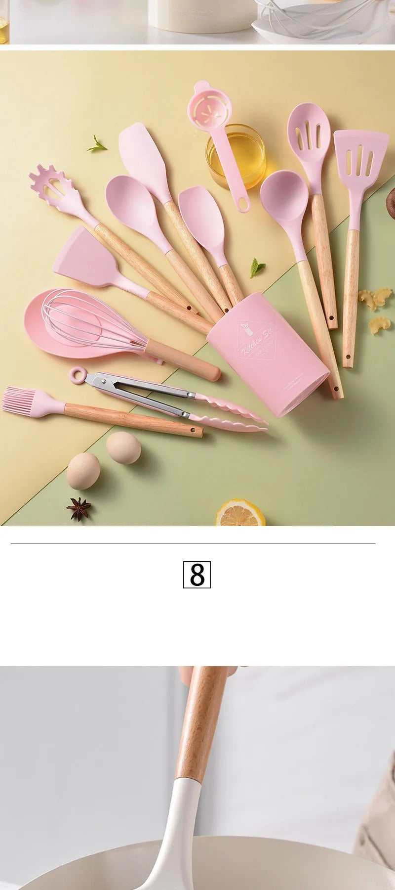 14Pcs Heat Resistant Silicone Kitchenware Cooking Utensils
