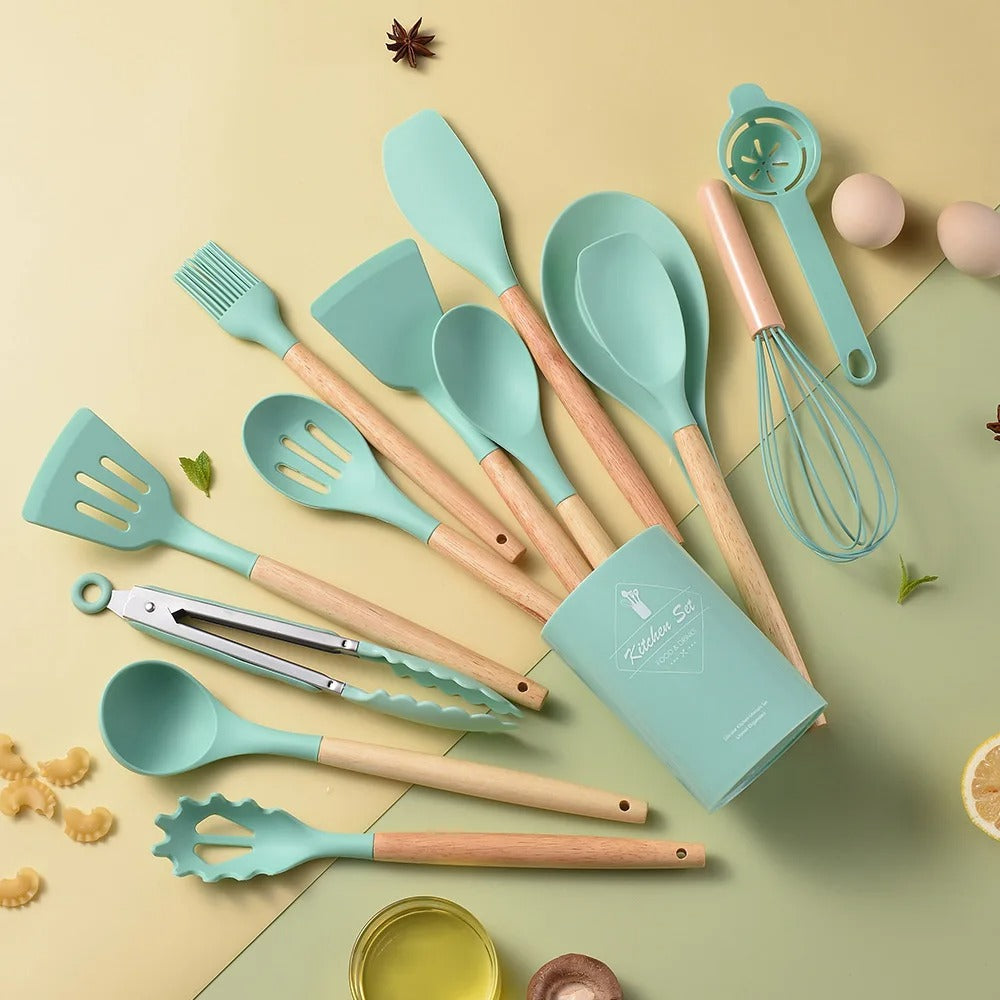 14Pcs Heat Resistant Silicone Kitchenware Cooking Utensils