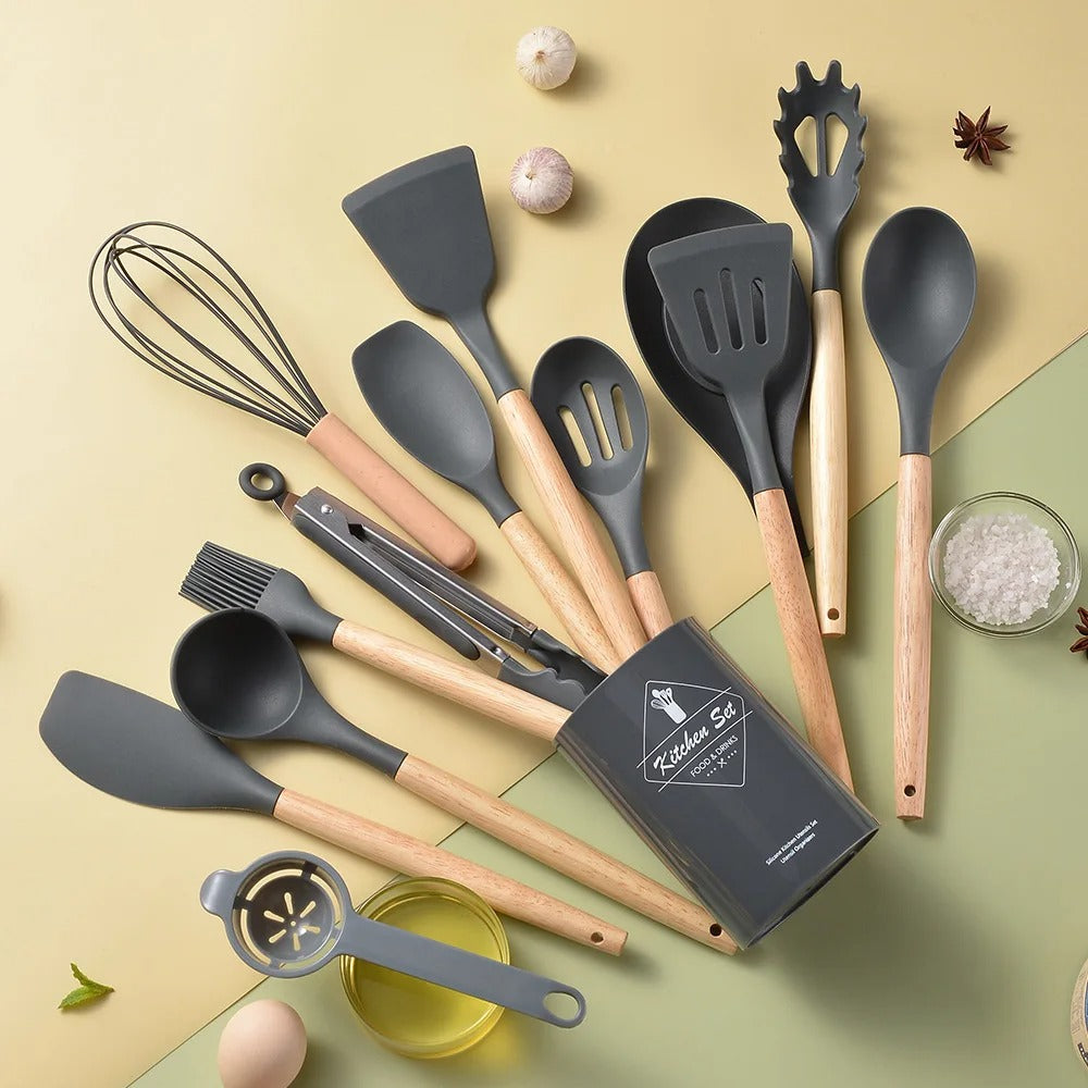 14Pcs Heat Resistant Silicone Kitchenware Cooking Utensils