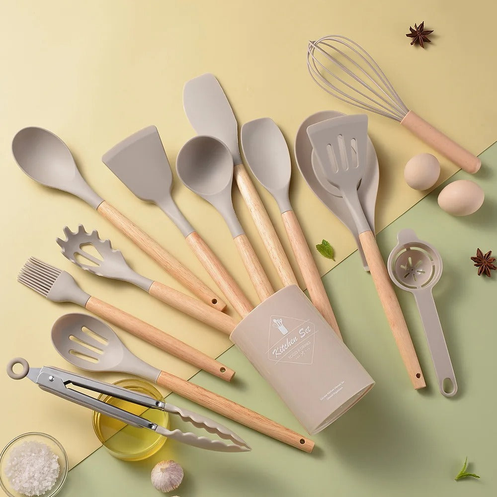 14Pcs Heat Resistant Silicone Kitchenware Cooking Utensils