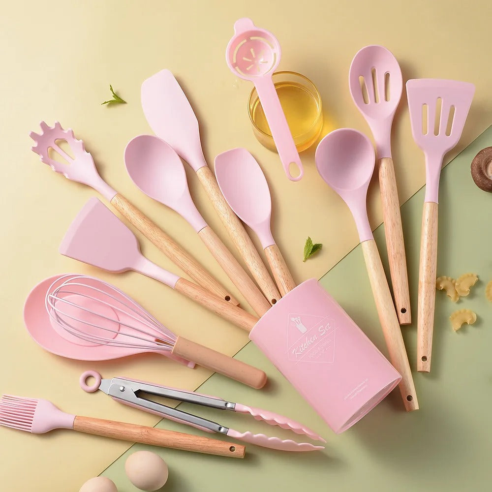 14Pcs Heat Resistant Silicone Kitchenware Cooking Utensils