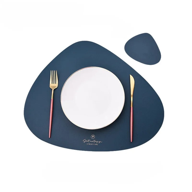 Leather Set Place Mats + Coaster Cup Mat