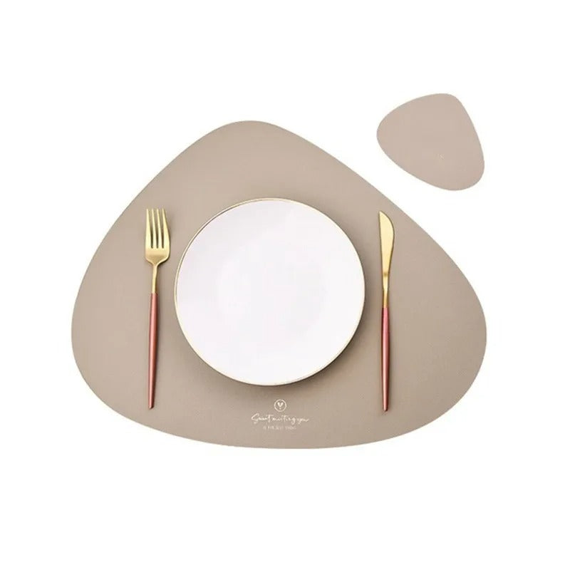 Leather Set Place Mats + Coaster Cup Mat