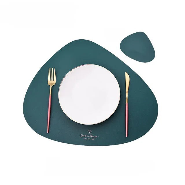Leather Set Place Mats + Coaster Cup Mat