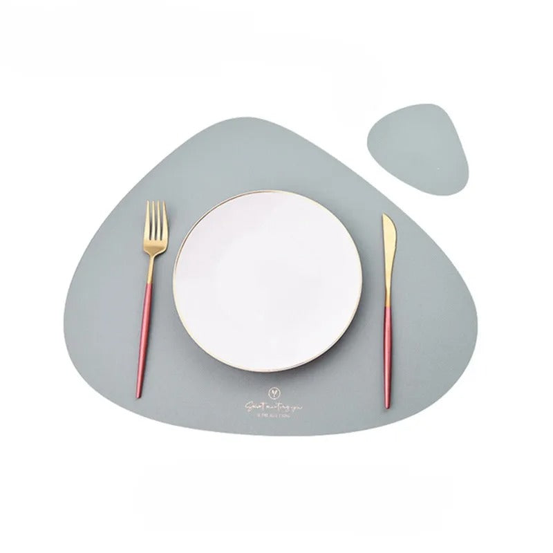 Leather Set Place Mats + Coaster Cup Mat