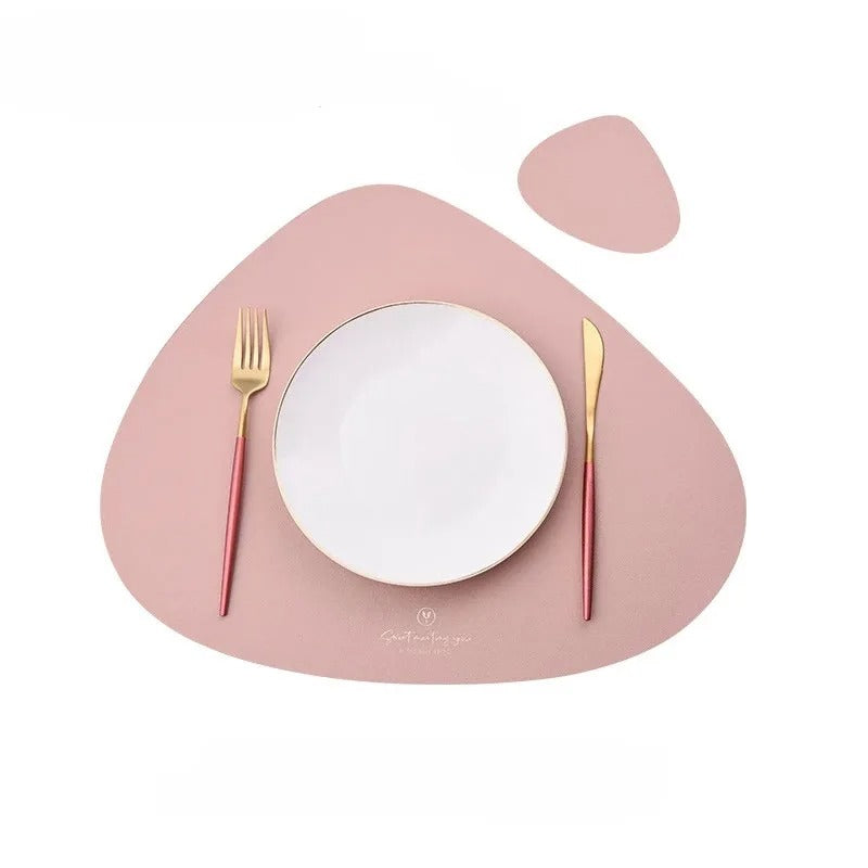 Leather Set Place Mats + Coaster Cup Mat