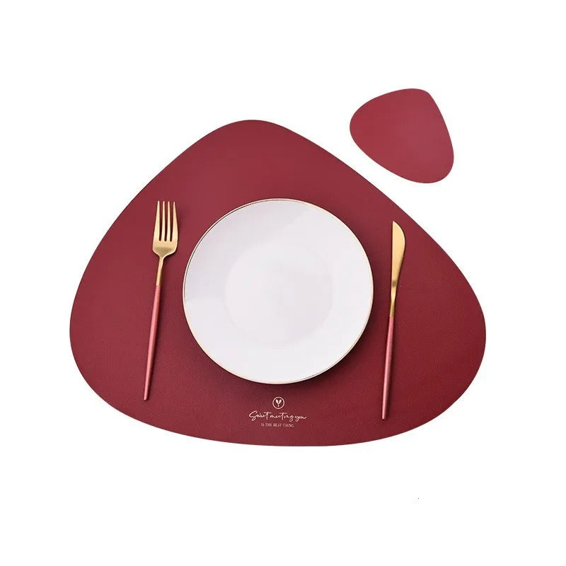 Leather Set Place Mats + Coaster Cup Mat