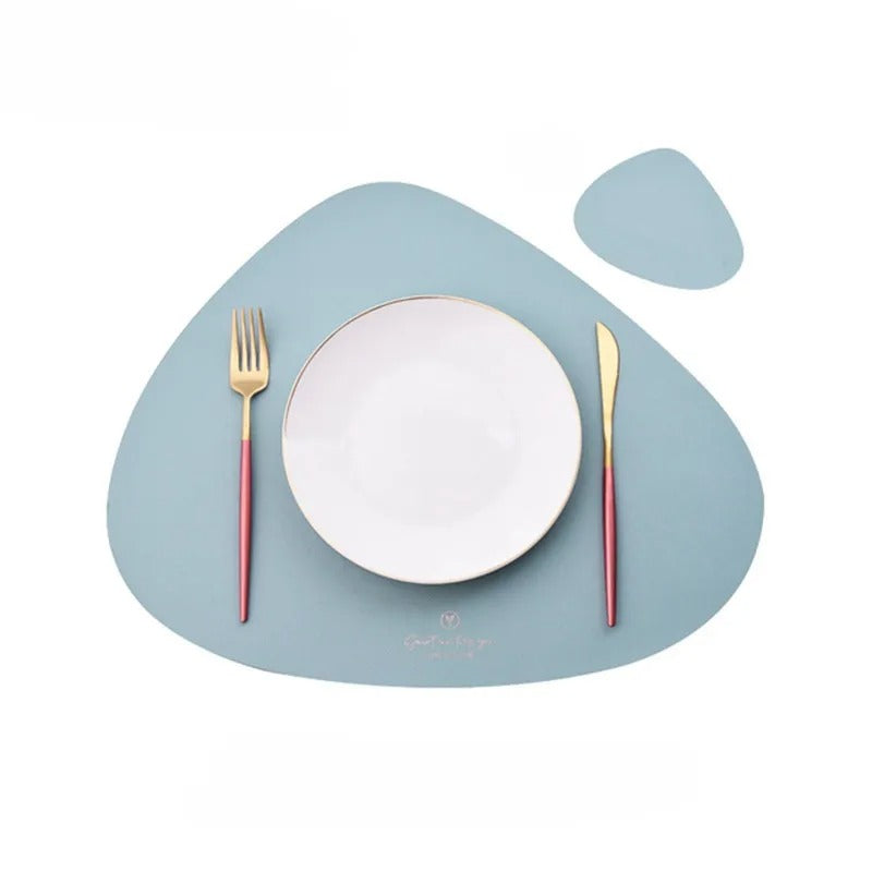 Leather Set Place Mats + Coaster Cup Mat