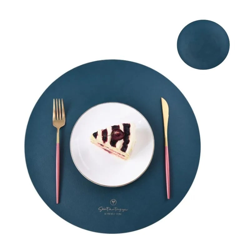 Leather Set Place Mats + Coaster Cup Mat
