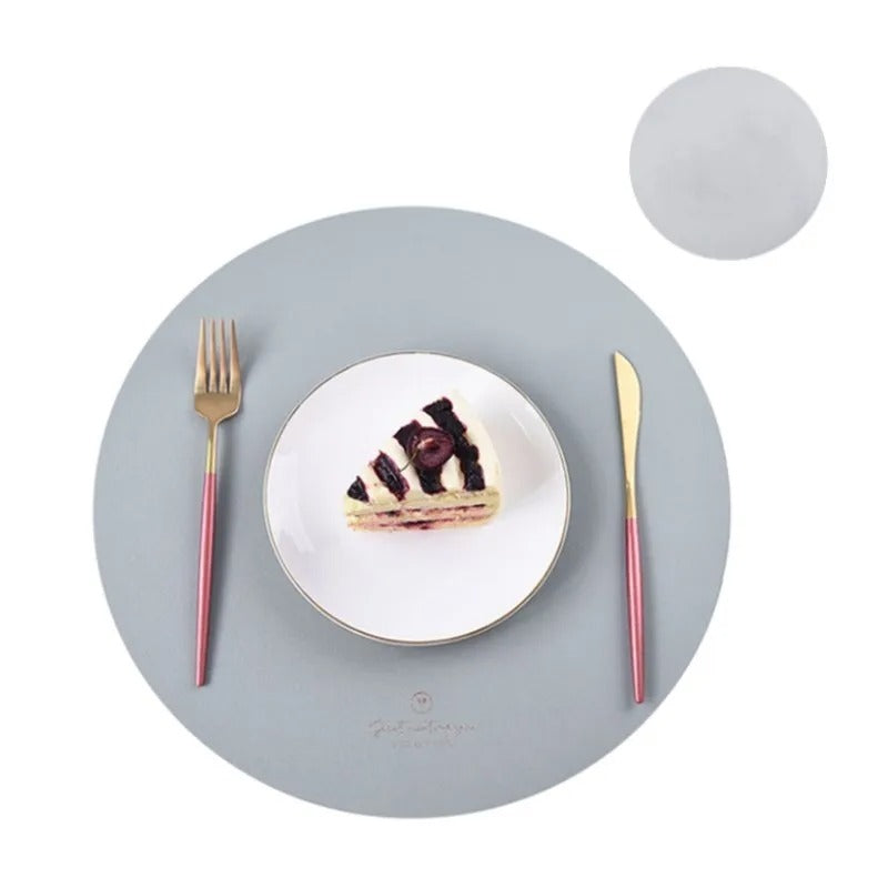 Leather Set Place Mats + Coaster Cup Mat
