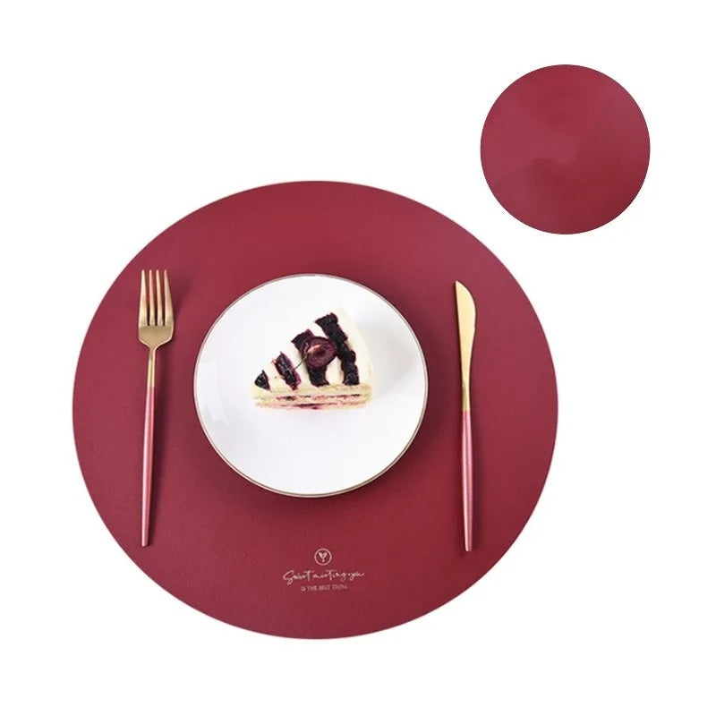 Leather Set Place Mats + Coaster Cup Mat