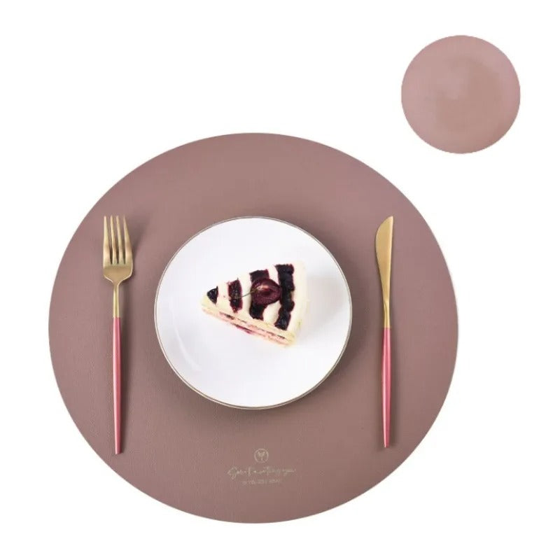 Leather Set Place Mats + Coaster Cup Mat